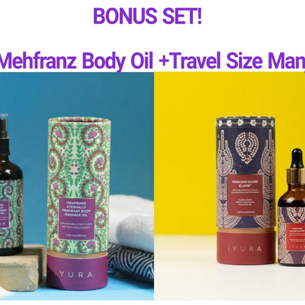 iYURA Mehfranz Eternally Fragrant Body Massage Oil and Manjish Glow Elixir Set!r